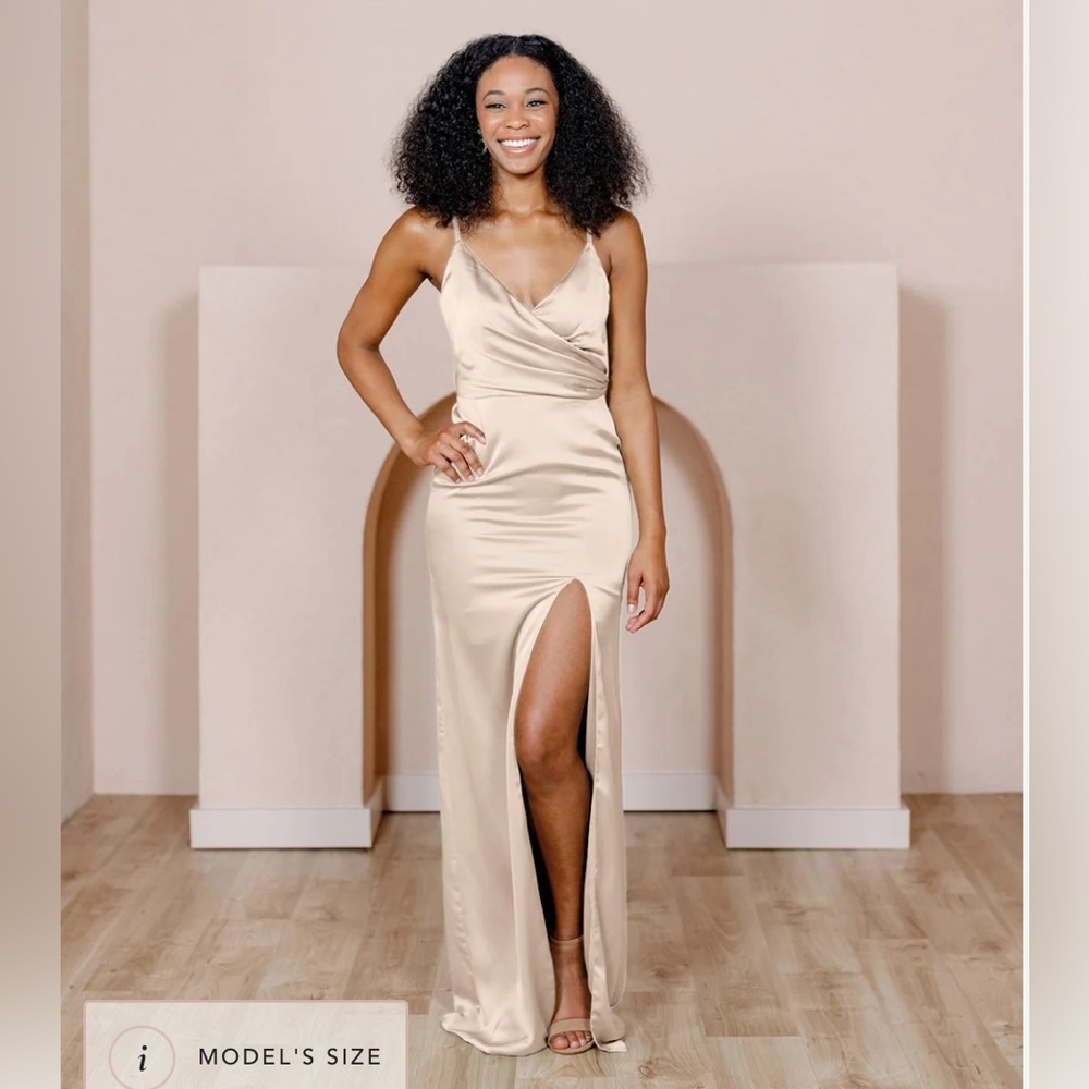 *New with tags* Revelry Champagne Gold Satin Rava Bridesmaid Dress Size 6